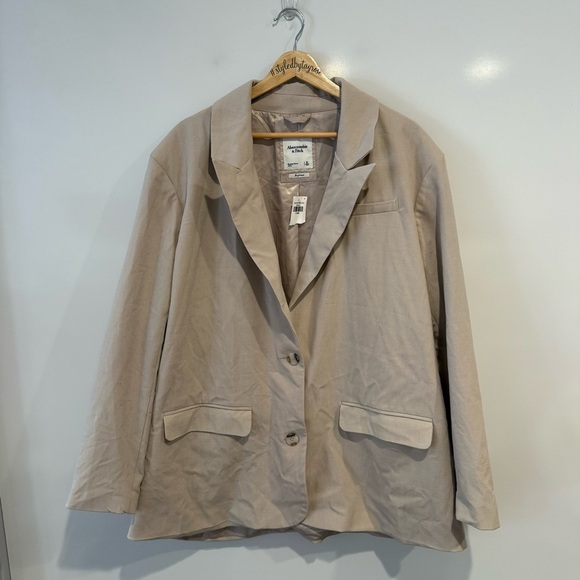 NWT Abercrombie & Fitch Boyfriend Oversized Blazer Tan - Picture 2 of 7